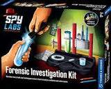 Spy Labs Forensic Investigation Kit packaging with hands holding tools and a tray of items.