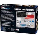 Spy Labs Forensic Investigation Kit packaging with text and images of tools on a white background