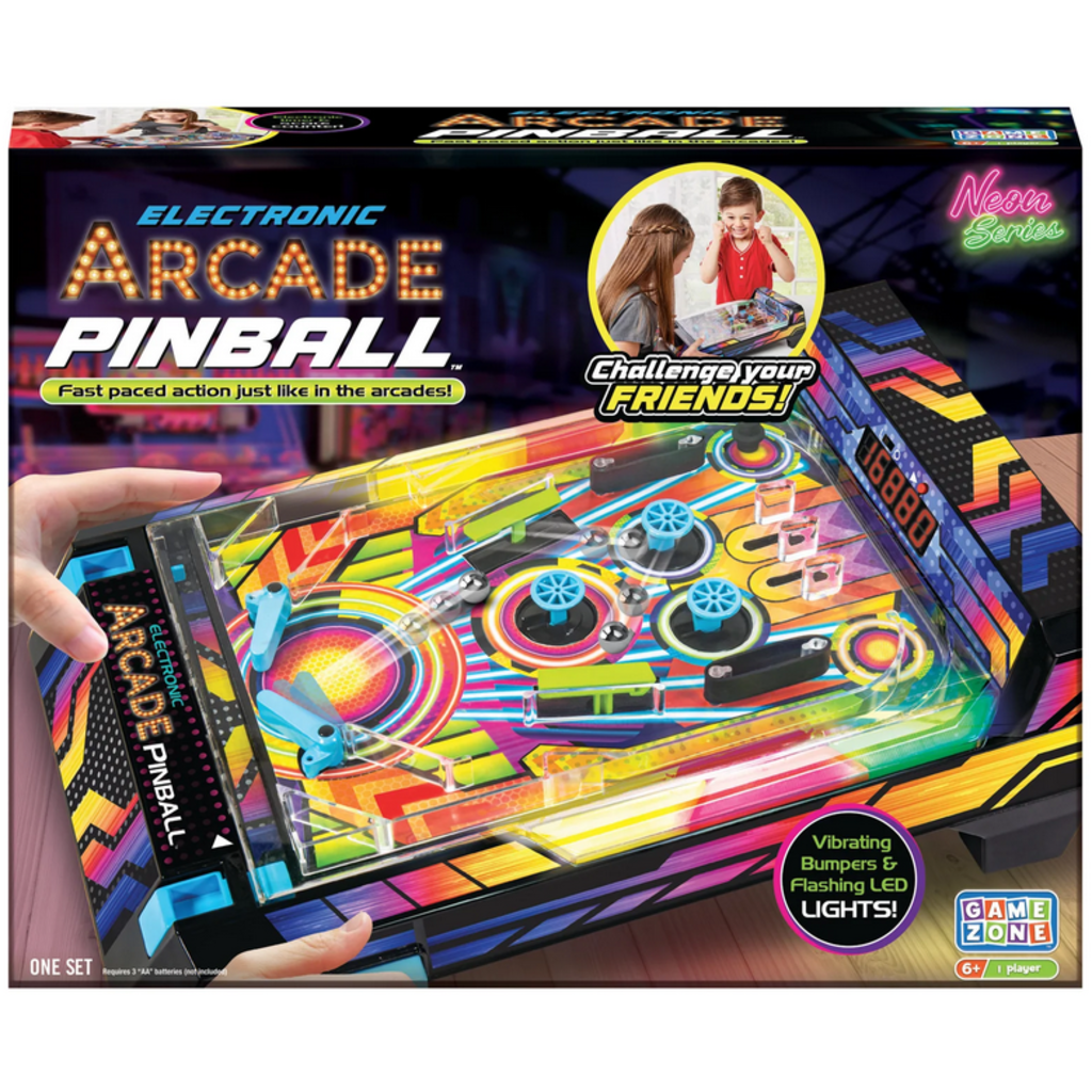 Electronic Game Zone - Electronic Arcade Pinball game packaging with colorful design and text on a white background