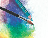 Artistic brush and  Watercolor EcoPencil on a colorful watercolor background
