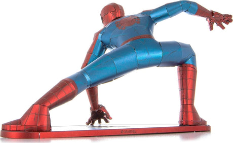 Metal model of Spider-Man on a white background