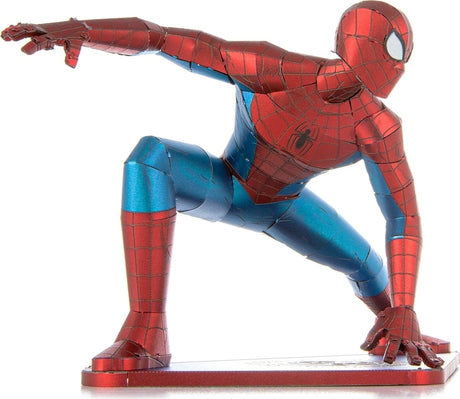 Metal model of Spider-Man on a white background