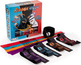 Ribbon Ninja Game with packaging and ribbons on a white background