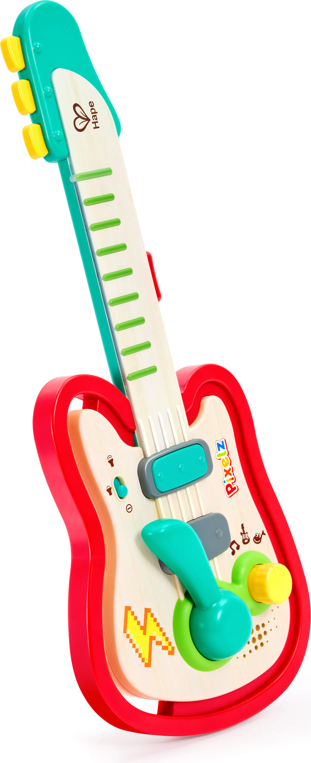 Toy Rainbow Rock Guitar (Pixelz) with colorful design on a white background