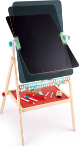 Flip Flat Easel Foldable Double-Sided Free Standing Blackboard & Whiteboard with Chalks, Markers