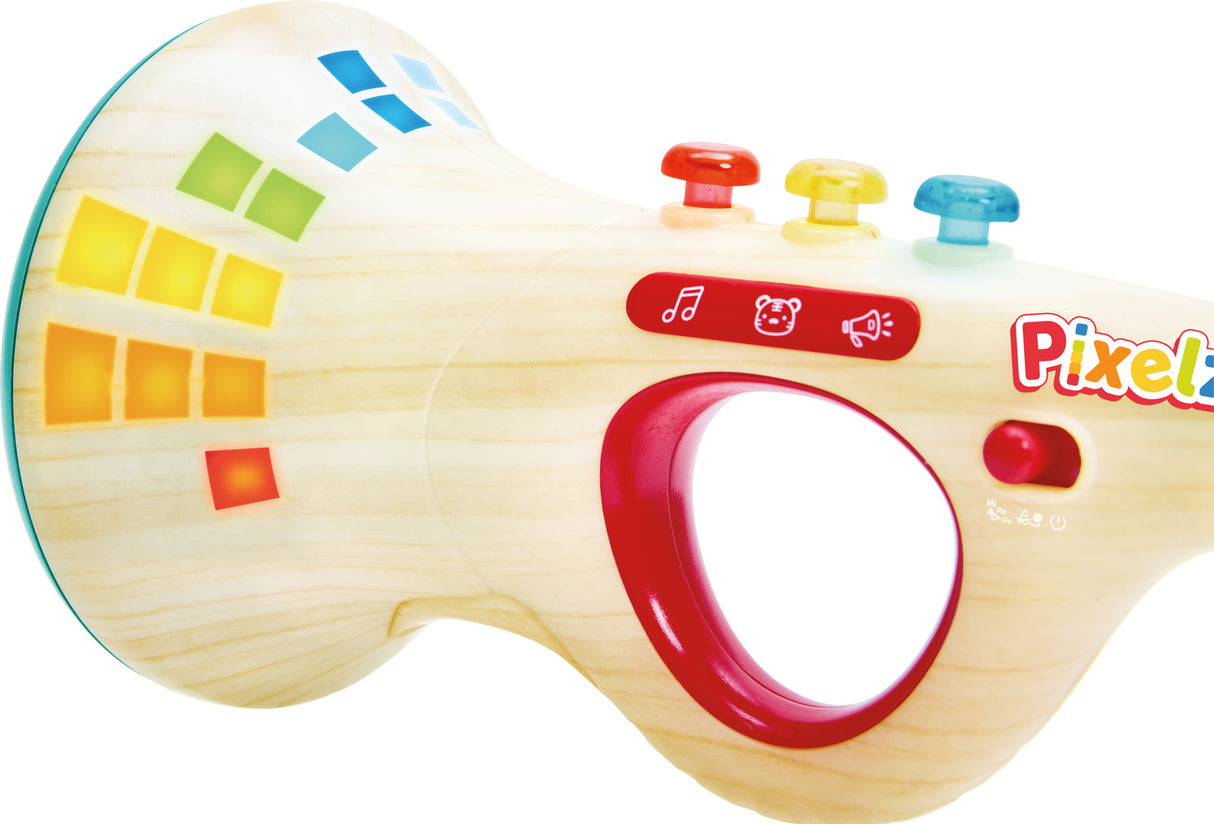 Toy Musical Maestro Trumpet (Pixelz) with colorful buttons and 'Pixel' branding on a white background