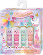 Ballerina Beauties lip balm set with colorful packaging on a white background