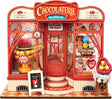 Sweet Chocolate Shop, Super Mini Houses with red and white facade, featuring various chocolate items and signs.