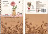 Pink Dahlia DIY Wooden Flower 3D Puzzle packaging with floral design and branding details.