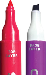 Color Layers Double-Ended Layering Marker with  label 'Top Layer' and 'Base Layer' on a white background