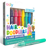 Packaging of Ooly Hair Doodlers hair crayons with colorful crayons inside.