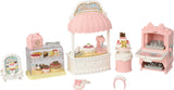 Set of miniature Calico Critters - Village Cake Shop Starter Set  playset with various items on a white background