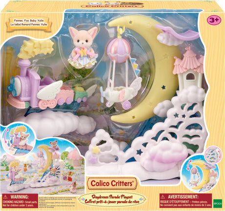 Calico Critters toy Calico Critters Daydream Parade Playset packaging with a moon, clouds, and fairy elements.