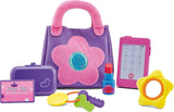 Kidoozie My First Purse with accessories including a phone, lipstick, keys, and a card on a white background