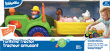 Toy Funtime Tractor set with animals and a child playing with it, featuring Kidoozie branding.