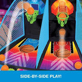 Arcade Basketball game side by side with colorful courts and hoops.