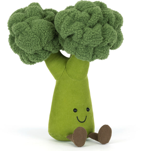 Plush toy Amuseables Broccoli with a smiling face on a white background