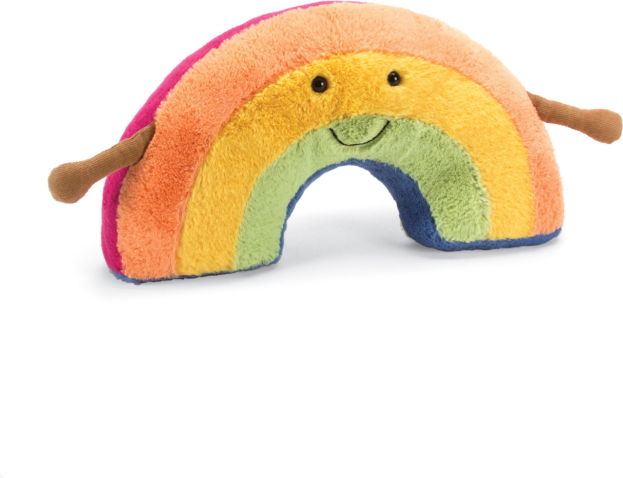 Plush toy Amuseable Rainbow with a smiling face on a white background