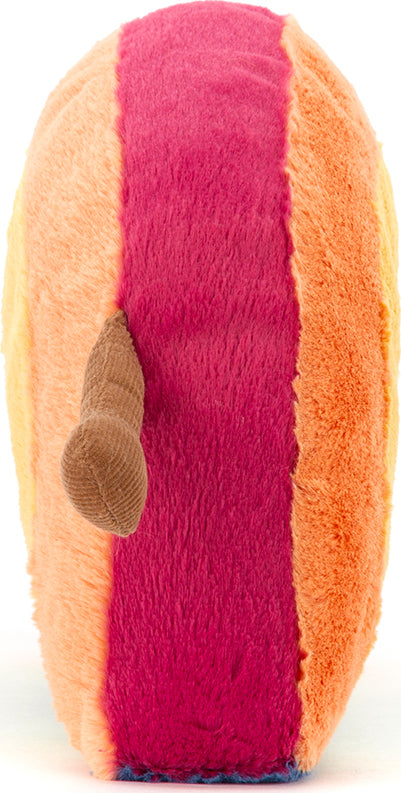 Side view of a plush toy Amuseable Rainbow on a white background
