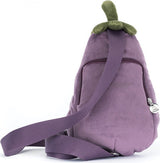 A purple Amuseables Aubergine Bum Bag with a green plush stem on top, shown on a plain white background.