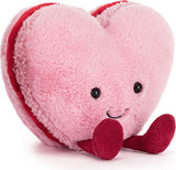 Amuseables Colette Pink Heart Macaron plush toy with a smiling face on a white background
