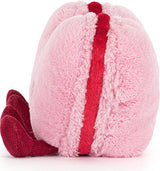 Side view of a pink plush toy Amuseables Colette Pink Heart Macaron with a red stripe on a white background