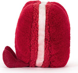 Side view of a red plush toy Amuseables Arlette Red Heart Macaron on a white background