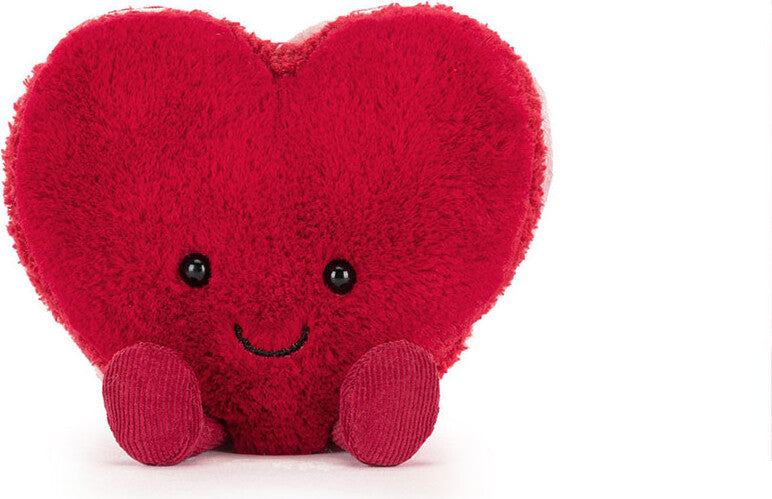 Amuseables Arlette Red Heart Macaron plush toy with a smiling face on a white background