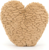 Amuseables Philippe Palmier soft, plush heart-shaped toy with a textured, curly beige fur surface, perfect for cozy and playful moments.