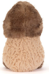 A plushAmuseables Peanut Yeti Outfit toy with a textured beige body and a fluffy brown faux-fur , shown against a plain white background.