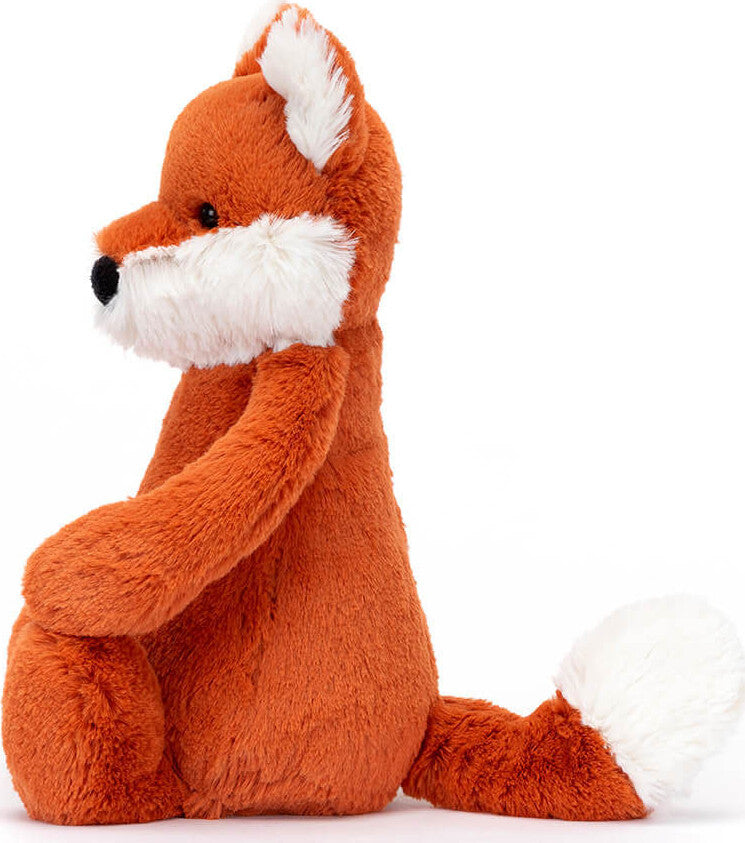 Soft and cuddly Bashful Fox Cub Medium plush toy in warm orange with white accents, perfect as a kids birthday gift or toddler toy from Grandrabbit's Toy Shoppe.