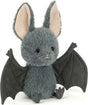 Plush toy Broox Bat with gray fur and black wings on a white background