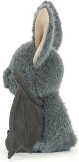 Plush toy Broox Bat with gray fur on a white background