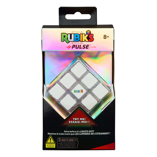 Rubik's Pulse cube packaging with colorful design and Rubik's logo.