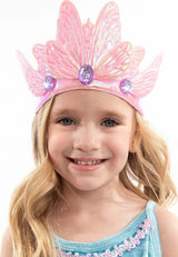 Child wearing a Pink Butterfly Soft Crown - Ages 3+ on a white background