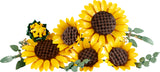 LEGO Botanicals: Sunflower Bouquet  themed decorative item with yellow flowers and green leaves on a white background