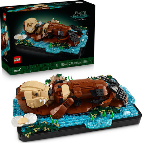 LEGO Ideas Floating Sea Otters set with packaging on a white background