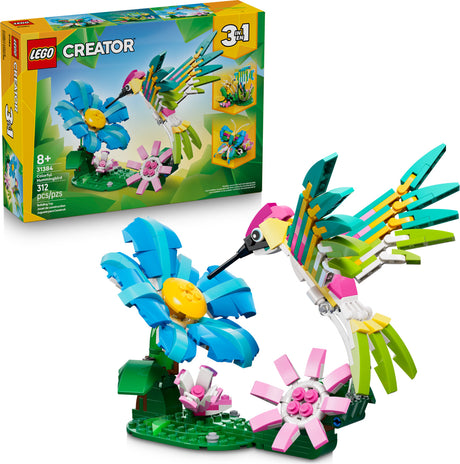 LEGO Creator: Wild Animals: Colorful Hummingbird set with colorful flowers and bird model, including packaging