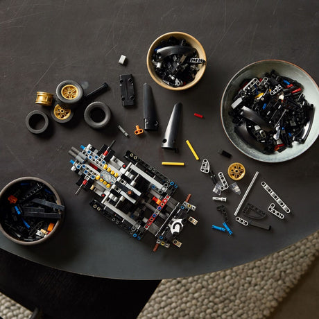 LEGO Technic: 1966 Ford GT40 MKII Race Car build parts on round table