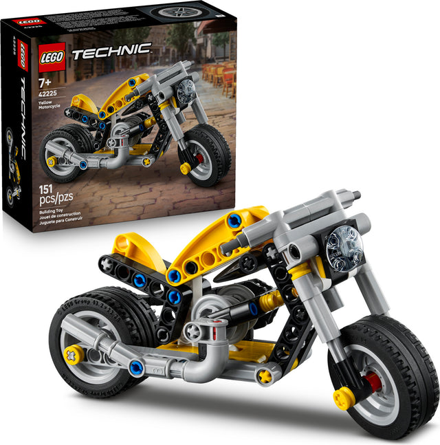 LEGO Technic: Yellow Motorcycle set with packaging in the background