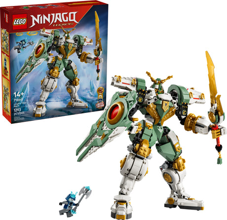 LEGO Ninjago: Lloyd's Titan Mech 15th Anniversary model with packaging in the background