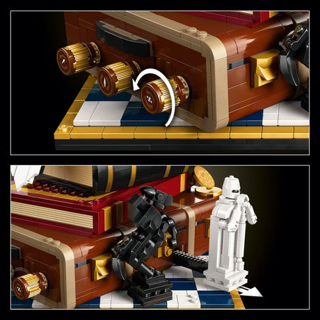 Close-up of the LEGO Harry Potter: Sorcerer's Stone – Collectors' Edition model with a figure on a checkered platform.