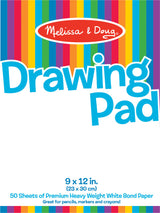 Drawing pad with colorful stripes and Melissa & Doug logo on a white background