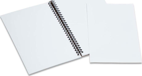 Open spiral-bound Mini-Sketch Pad with blank pages on a white background