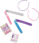 Colorful head bands and sticker sheets on a white background
