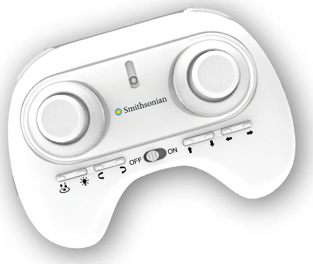 Space Shuttle Discovery remote control buttons on a light gray background, featuring the Smithsonian logo.