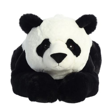 Plush panda toy on a white background