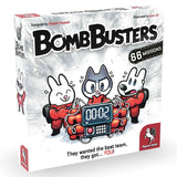 Board game box for 'Bomb Busters' with cartoon characters and timer graphic.