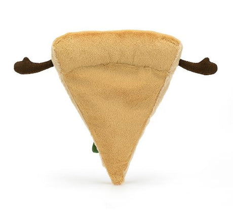 Soft plush toy shaped like a slice of pizza with light brown crust and dark brown arms, designed as the Amuseables Slice of Pizza for playful fun.