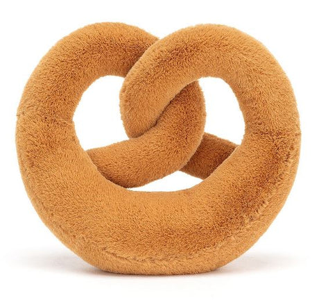 Soft plush toy in the shape of a large brown pretzel, designed as the Amuseables Pretzel for playful decoration or cuddling.